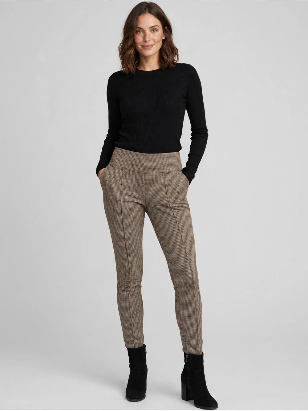 Nine West Taupe Skinny Ponte Pull-On Pants